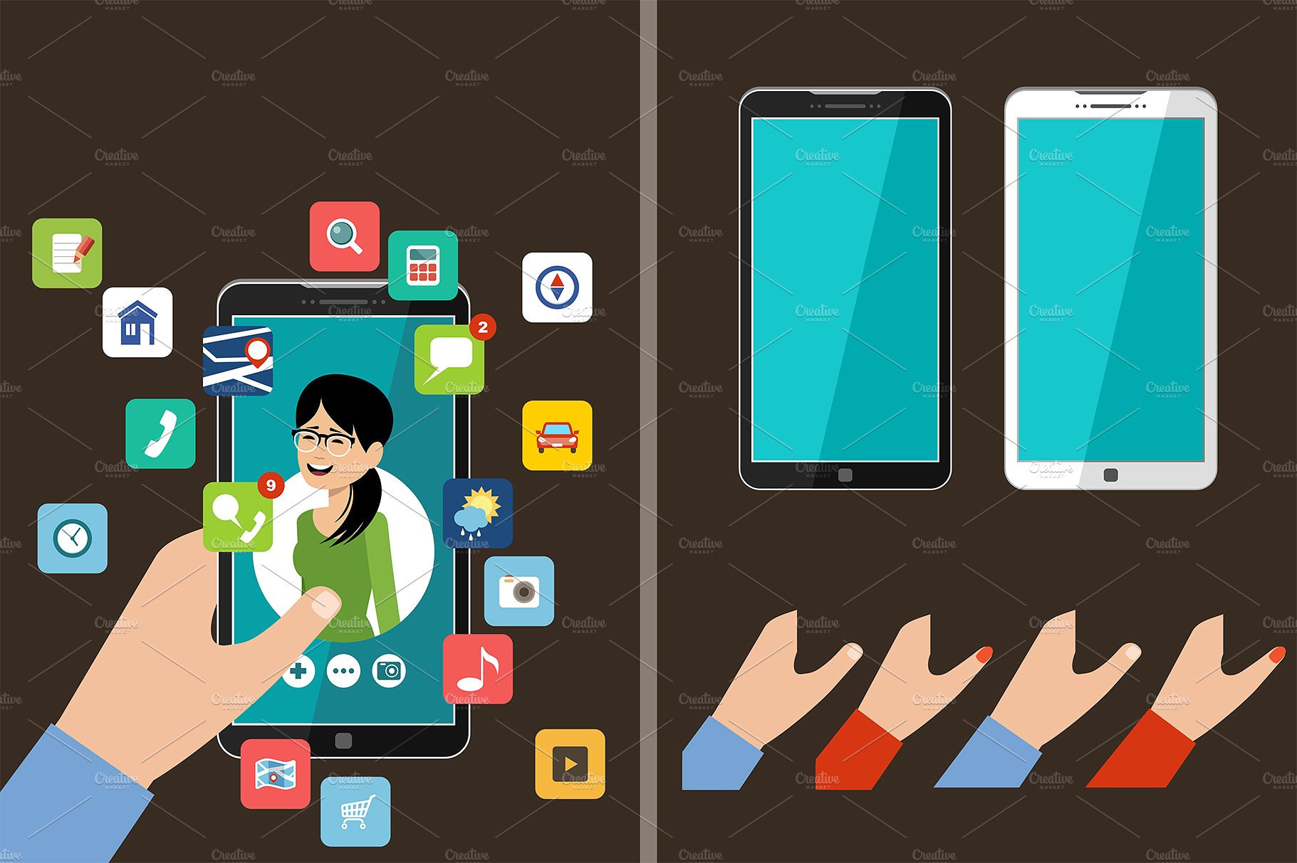 在线约会的概念图标与图形素材插图(4)