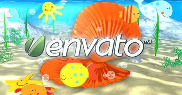 卡通海底世界场景Logo设计展示素材库精选AE模板 Underwater Logo Reveal