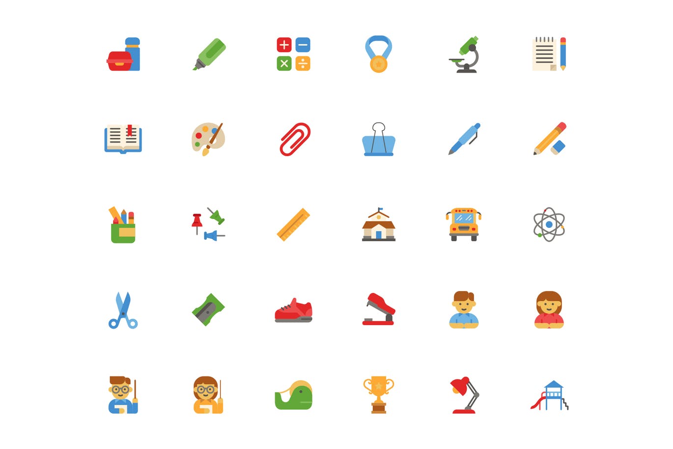 校园日教育主题扁平化设计风格图标素材 Shcool Day (Flat)插图(1)