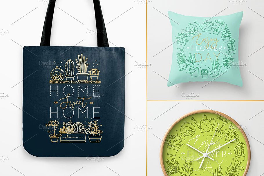 植物盆栽扁平风格图标 Plants Flat Icons插图(1)