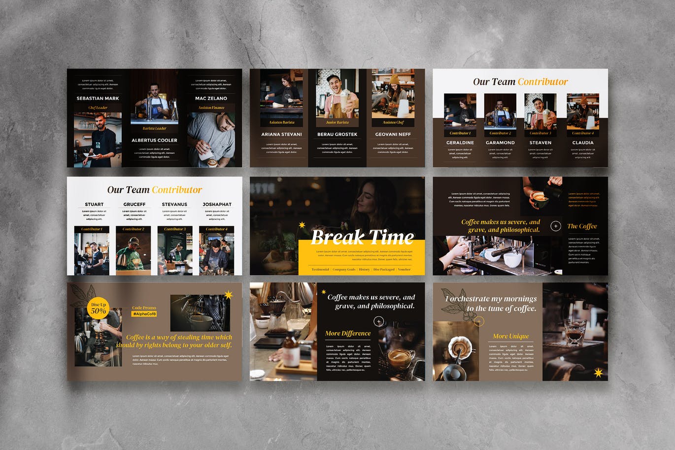 咖啡主题PowerPoint幻灯片设计模板 Authentic Coffee Presentation Template插图(2)