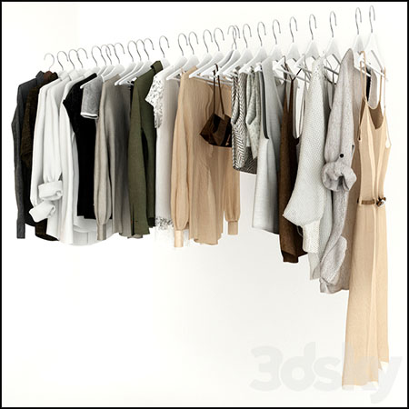 晾衣架上的衣服裙子短袖素材之家精选3D模型