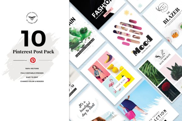10+Pinterest社交媒体广告设计PSD模板素材库精选 Pinterest Social Media Templates