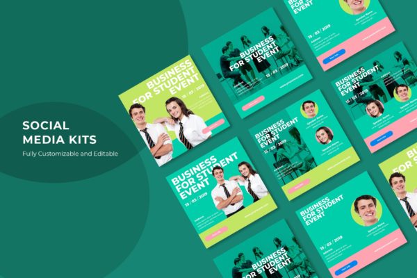 教育品牌社交推广广告设计模板素材库精选v67 SRTP – Social Media Kit.67