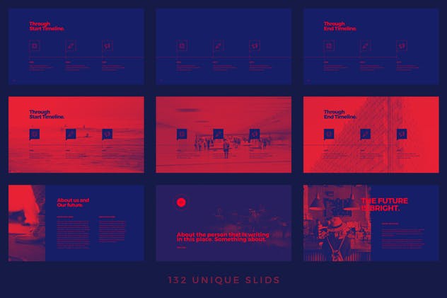 双色调设计风格别具一格的PPT幻灯片设计模板 Duotone – Powerpoint Template插图(5)