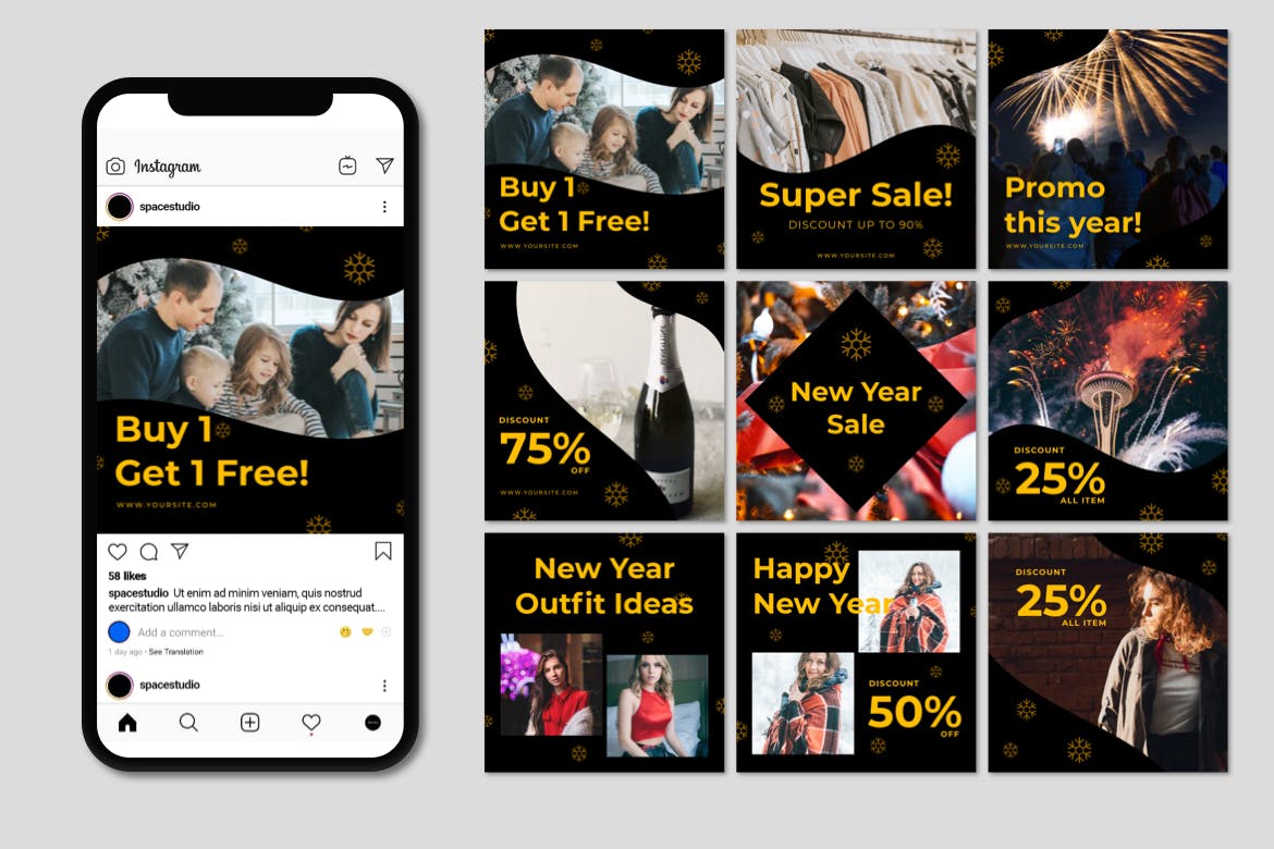 Instagram社交平日新年促销广告设计模板素材库精选 Instagram Templates插图(1)
