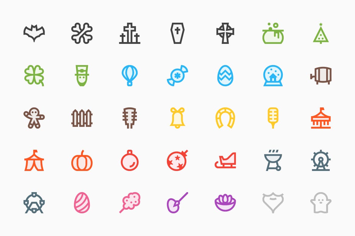 35枚节日主题轮廓线条矢量素材库精选图标 Holidays插图(1)