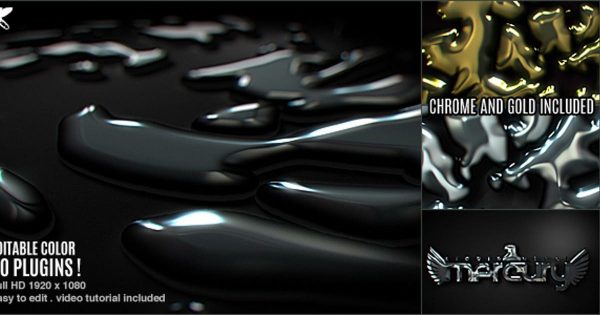 金属液态凝聚AE特效Logo演示素材库精选AE模板 Chrome Liquid Logo