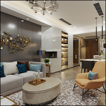 客厅开放式厨房室内场景素材之家精选3D模型By QuyGia