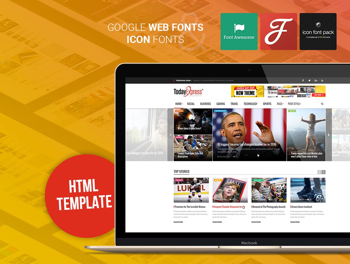 新闻&杂志网站HTML模板素材库精选素材 TodayExpress | News & Magazine HTML Template插图(5)