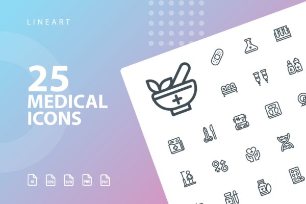 25枚医疗药物主题矢量线性素材库精选图标v1 Medical Lineart Icons