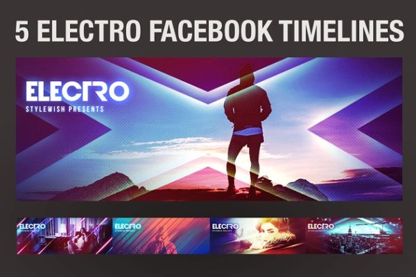 5款Electro风格Facebook时间轴模板素材库精选 5 Electro Facebook Timeline Covers