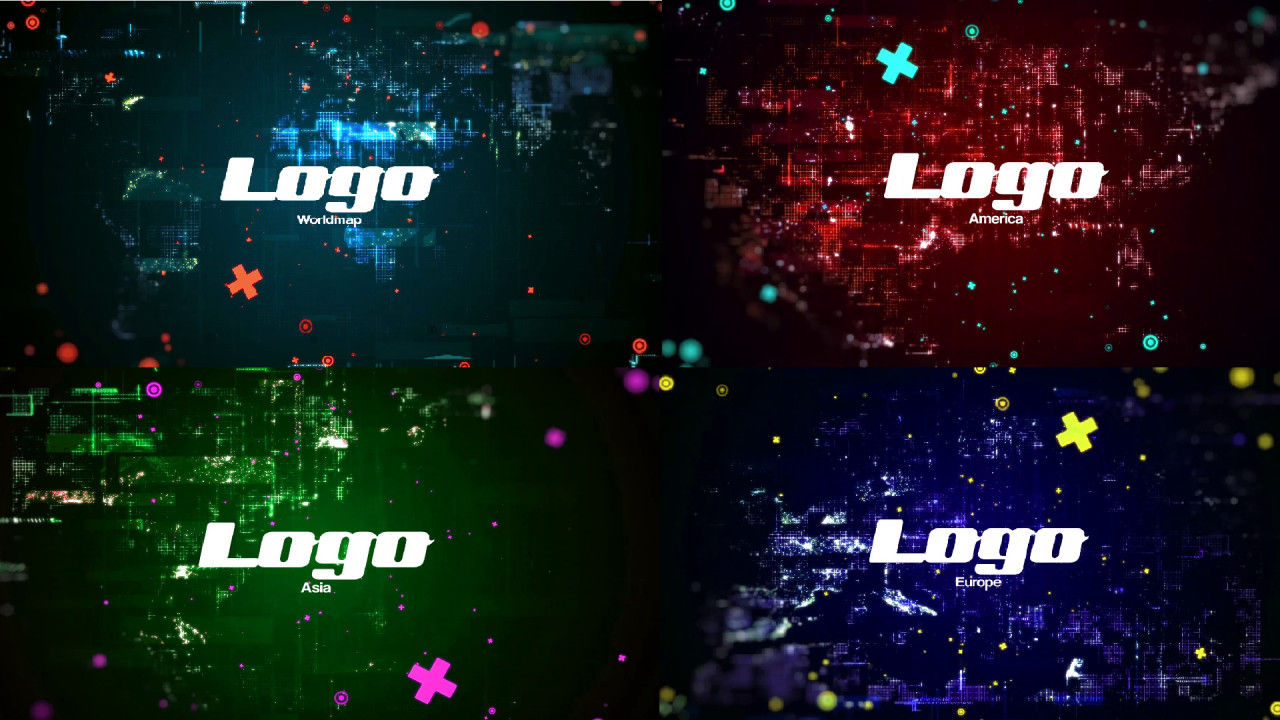 世界地图徽标显示素材库精选AE模板