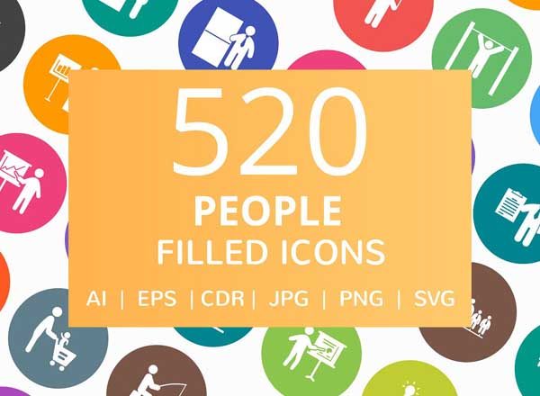 520枚人物主题矢量图标打包下载[AI, CDR, EPS, JPG, PNG, SVG]