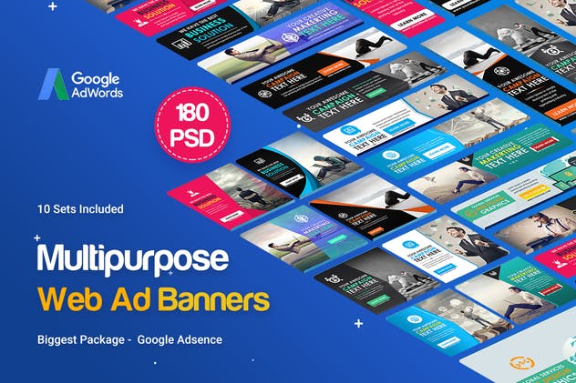 超级实用的多用途常用规格Banner素材库精选广告模板v1 Multipurpose Banners Ad – 180PSD [ 10 Sets ]插图(1)