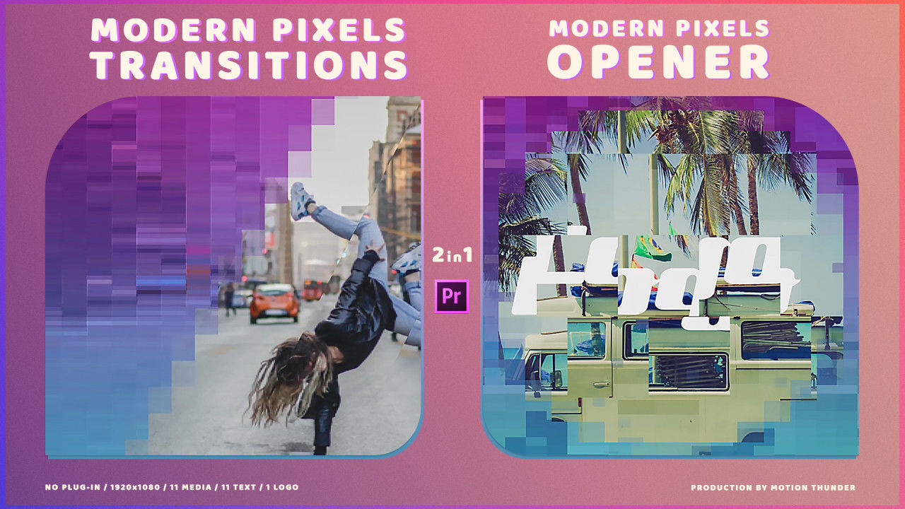 现代像素转换过渡素材库精选pr模板