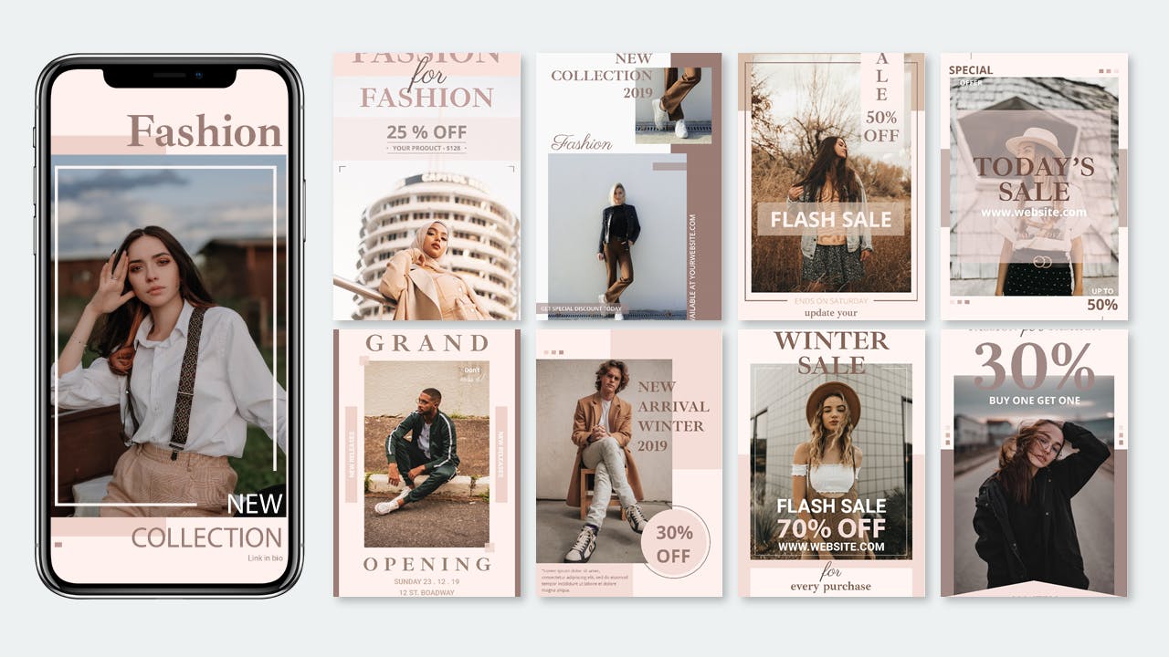 Instagram社交品牌服装促销广告设计模板素材库精选 Fausaga – Instagram Story Pack插图(1)