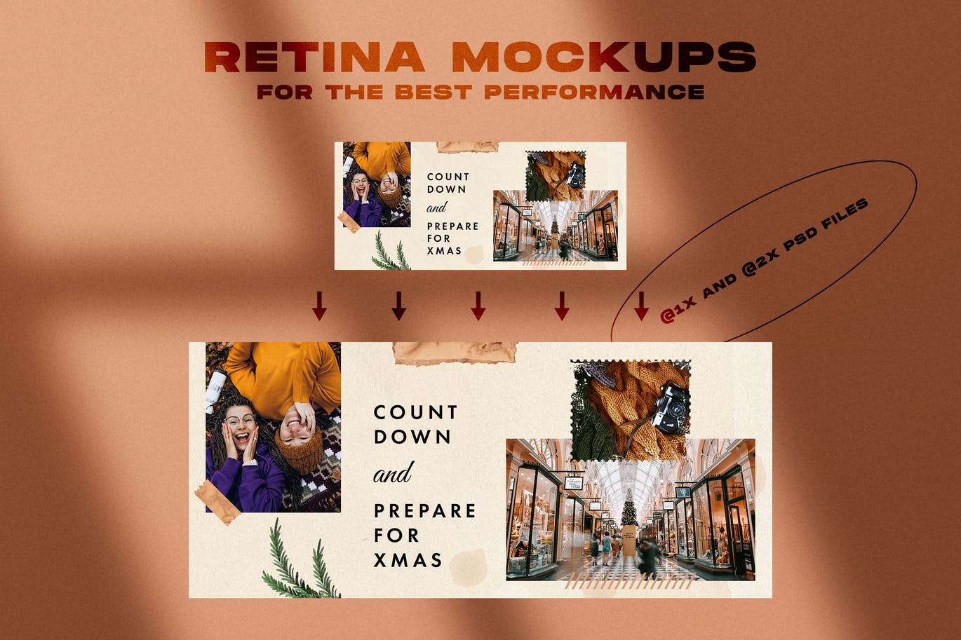 撕纸艺术风格圣诞节主题Facebook社交封面设计模板素材库精选 Christmas Facebook Covers插图(2)