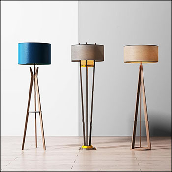 现代实木落地灯组合素材之家精选3D模型