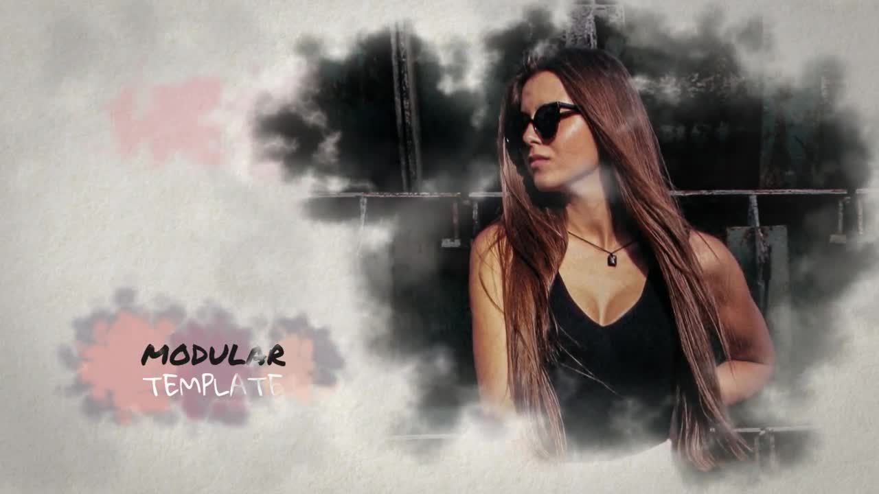 水墨晕染效果幻灯片动画素材库精选PR模板