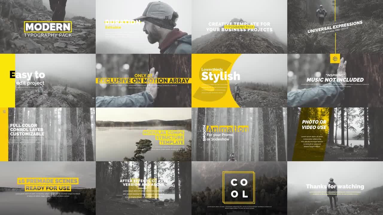 简洁创意的全屏标题动画素材库精选AE模板