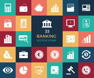 33个银行元素矢量图标集