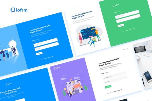 现代标准网站注册登陆页面模板素材库精选合集 Iofrm – Login and Register Form Templates