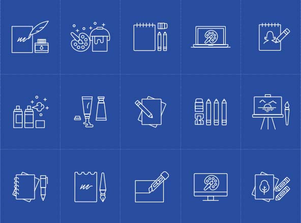 艺术创作工具矢量图标素材 Artist Tools Vector Icons