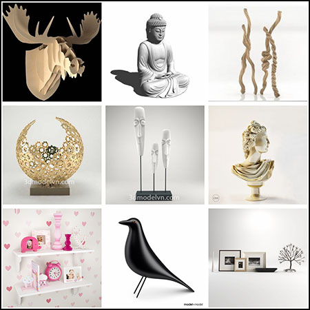 16款佛像挂件闹钟等装饰品素材之家精选3D模型
