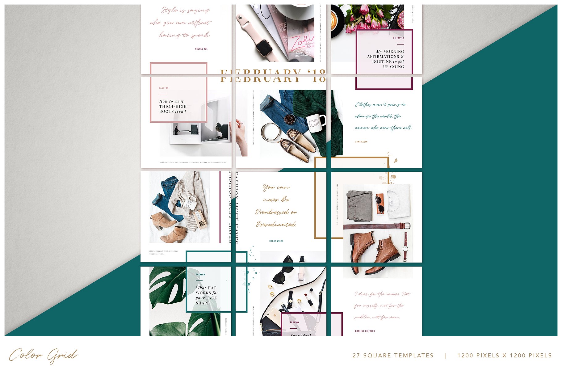 时尚典雅Ins故事&文章贴图模板素材库精选 THE GRID | Instagram Posts Layout插图(11)