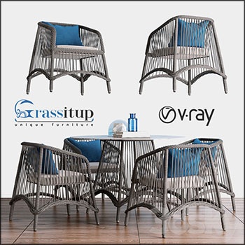餐厅休闲餐椅和圆形餐桌素材之家精选3D模型