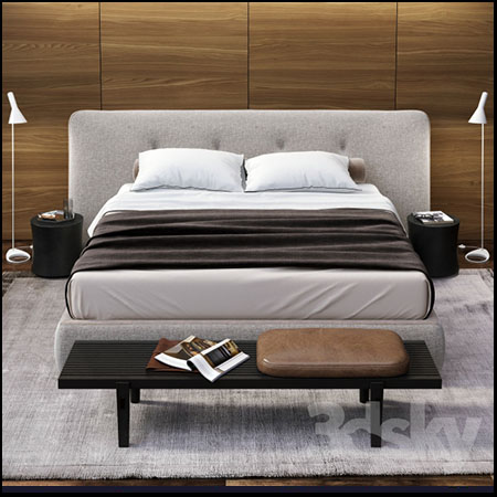 欧式现代3D双人床模型