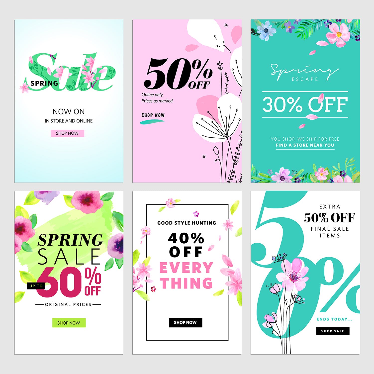 春季促销主题网站广告Banner图素材v7 Spring sale banners插图(1)