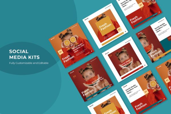 时尚品牌社交媒体自媒体营销广告设计素材包v61 SRTP – Social Media Kit.61