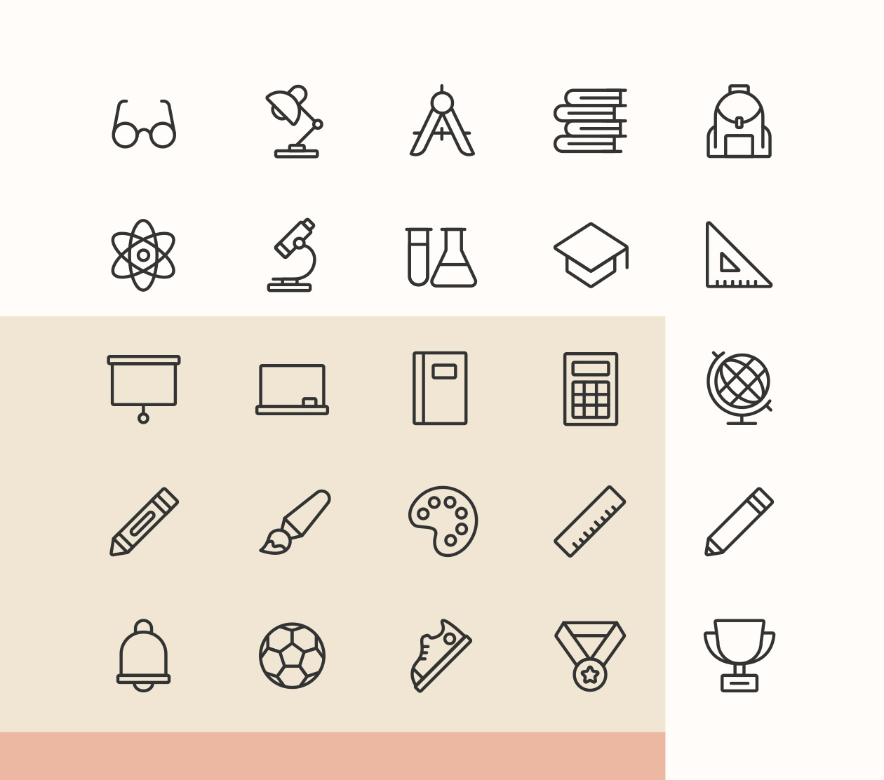 学校教育主题矢量线性素材库精选图标 Vector School Line Icons插图