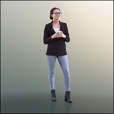 手捧水杯的商务女性素材之家精选3D模型