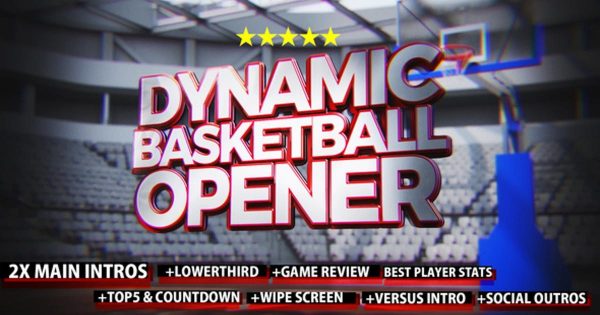 篮球体育竞技节目开场素材库精选AE模板 Dynamic Basketball Opener/Intro