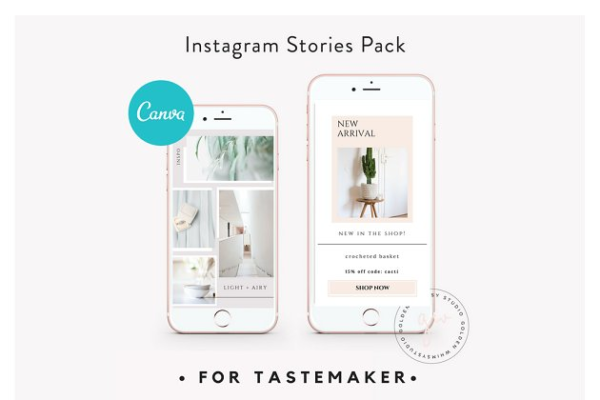 社交媒体新媒体文章贴图设计模板素材库精选 CANVA Insta Stories for Tastemaker