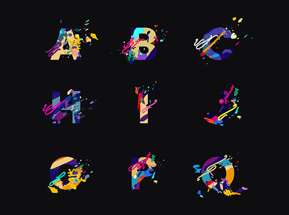 油漆飞溅英文创意艺术装饰字体素材库精选 Splash Letters Font