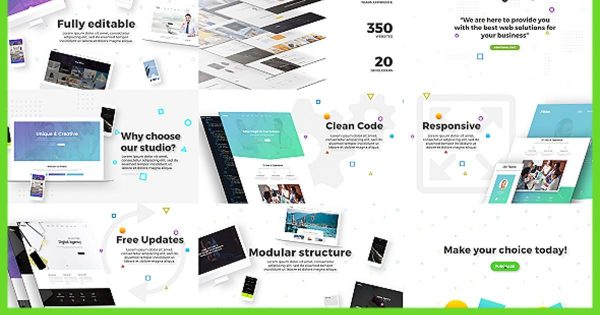 简约明亮高效的网页设计/广告业务素材库精选AE模板 Agency / Website / Service Advertisement