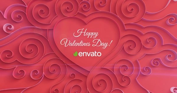 情人节婚礼婚庆影片开场素材库精选AE模板 Quilling Heart Opener