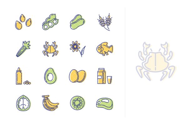 过敏原主题Outline风格素材库精选图标素材 Allergens Icons – Outline Series