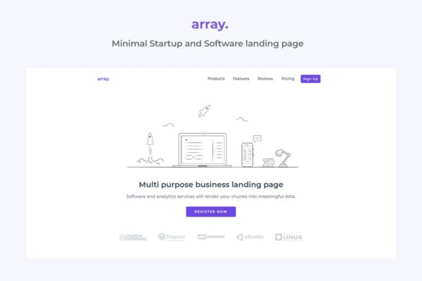 极简主义网站着陆页设计HTML模板素材库精选 Array Minimal Landing Page Template