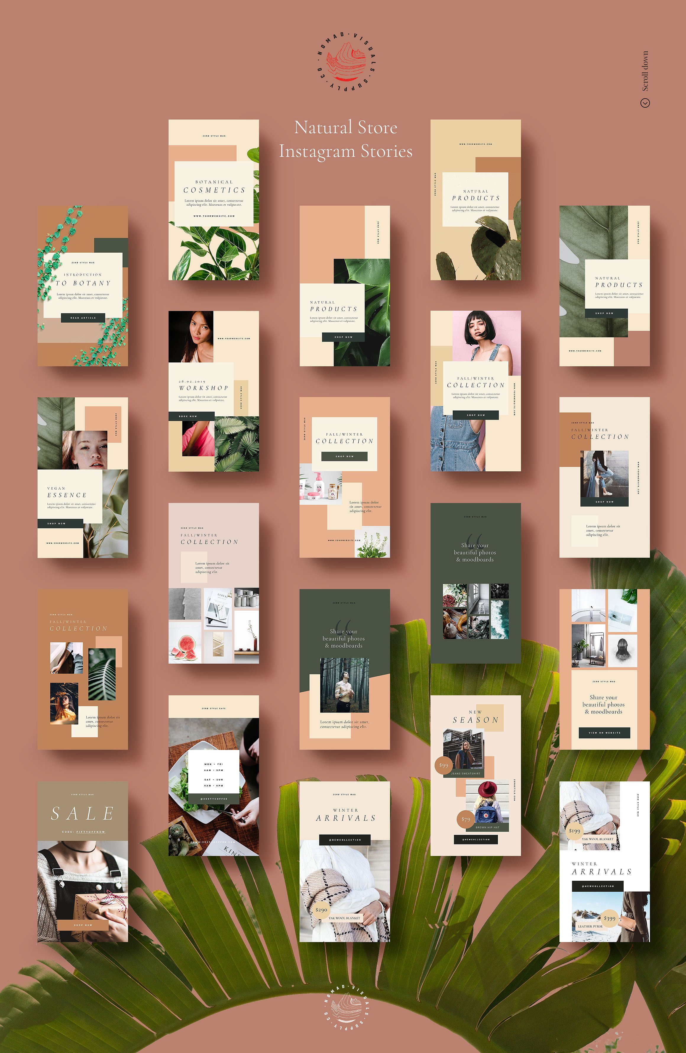 时尚高端Instagram故事动画模板素材库精选 Natural Store Animated Stories [psd]插图(12)