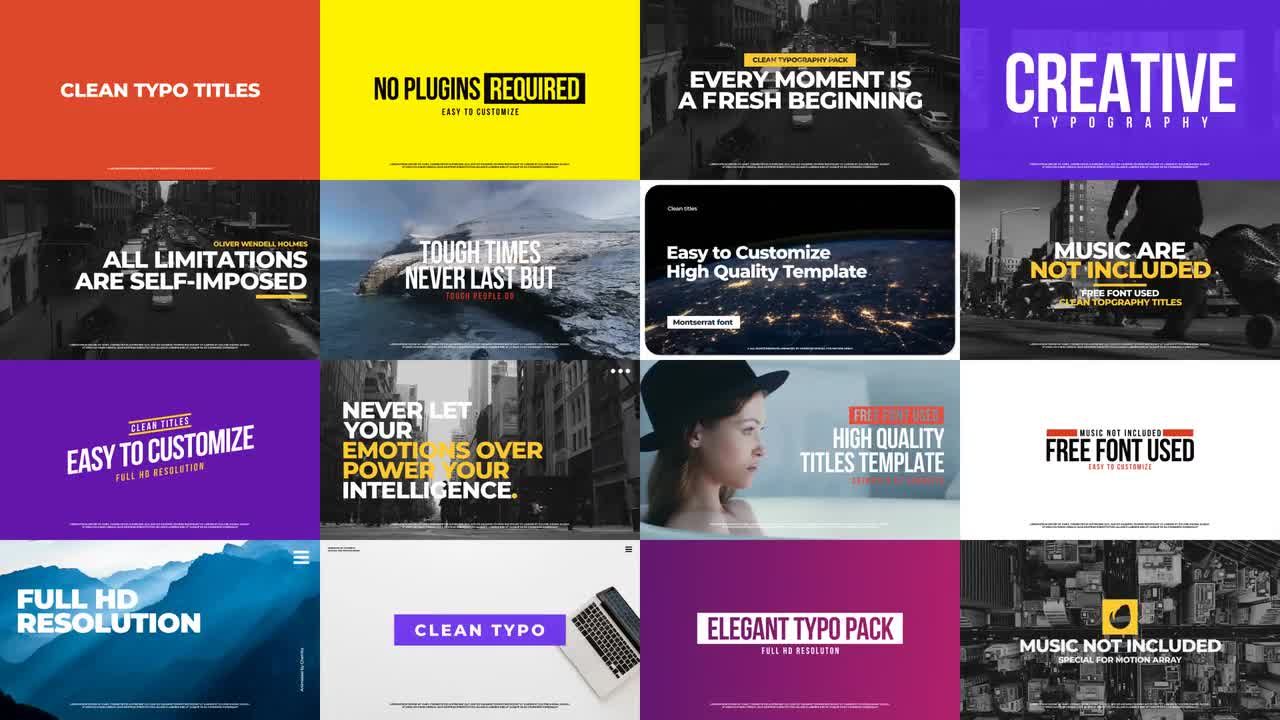 6个独特和专业的排版动画标题包