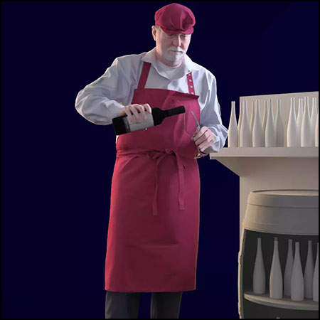 倒红酒的老爷爷素材之家精选3D模型