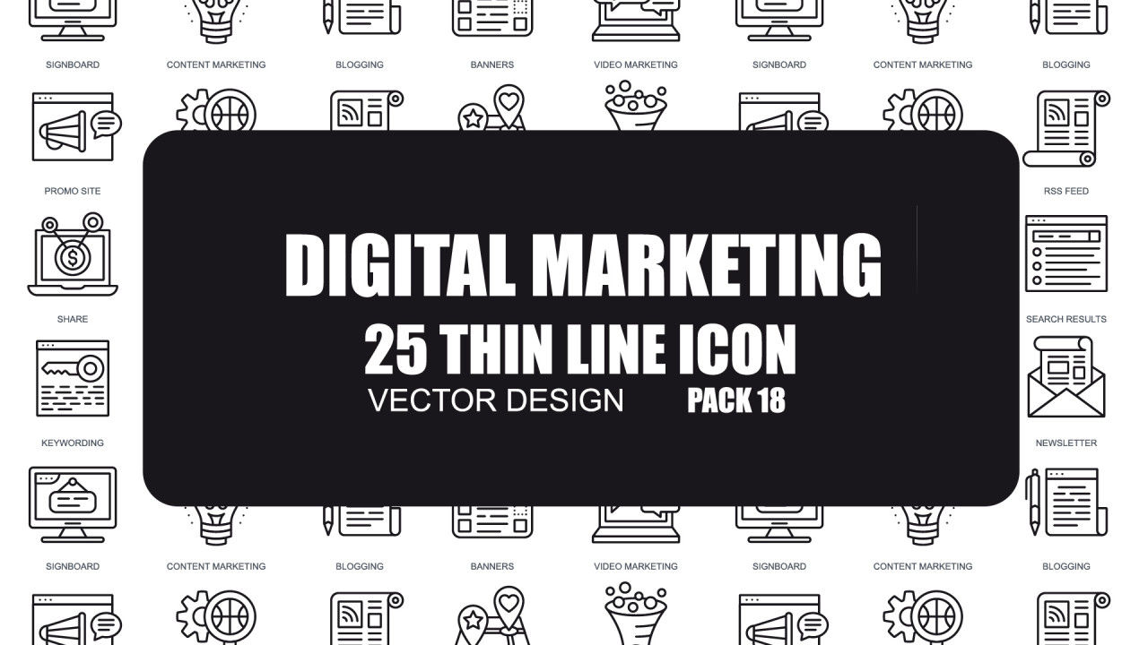 25个数字营销细线图标素材库精选AE模板