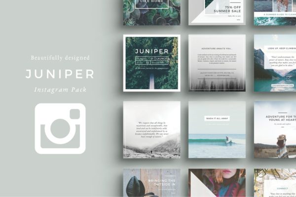 旅行风景主题Instagram社交媒体贴图模板素材库精选 J U N I P E R Instagram Pack