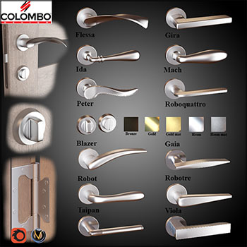 可伦坡5种颜色12个门把手铰链素材之家精选3D模型