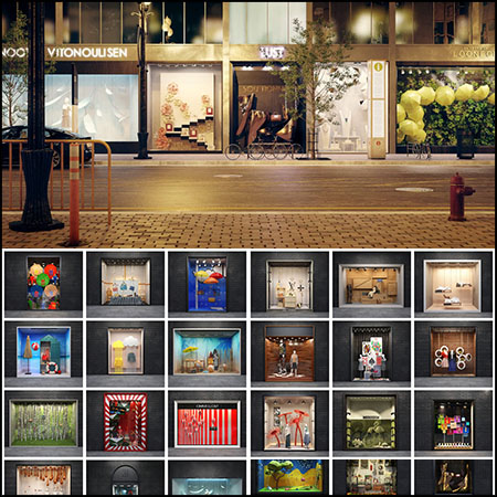 36款购物中心商店商业街道可视化门面场景素材之家精选3D模型